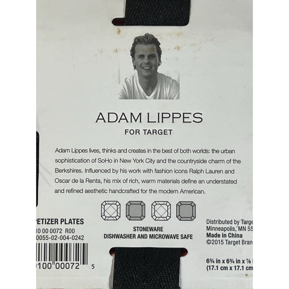 NWT (4) Adam Lippes White and Black Set‎ of Appetizer Plates (2261) - Picture 5 of 5